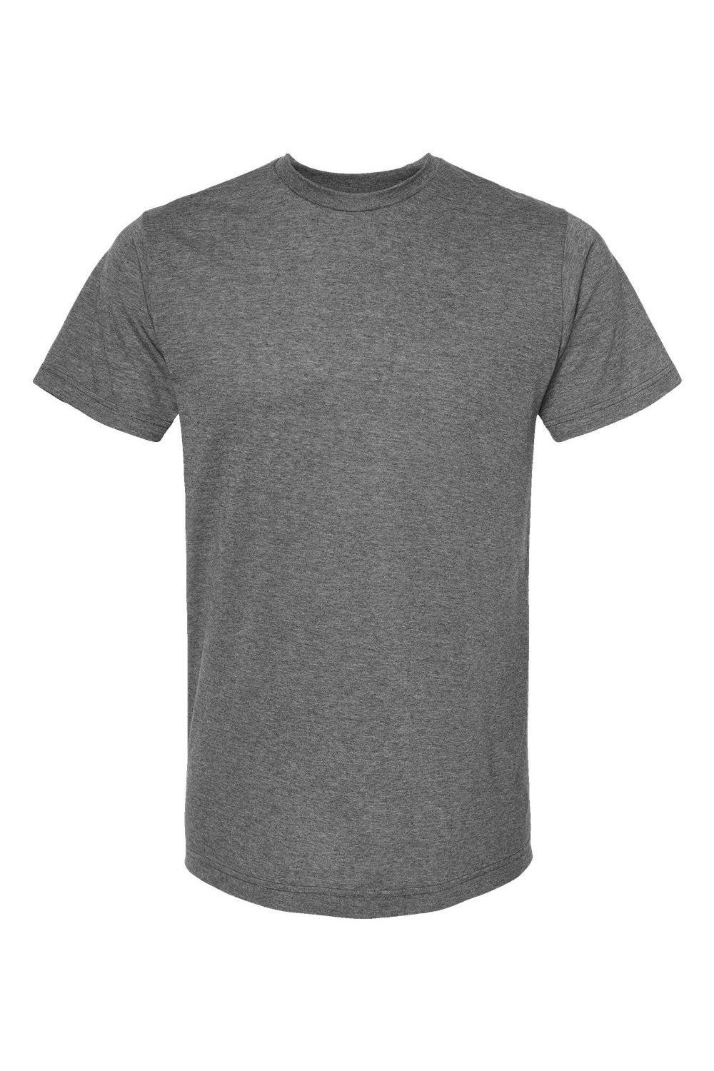 Tultex 241 Mens Poly-Rich Short Sleeve Crewneck T-Shirt Heather Charcoal Grey Flat Front