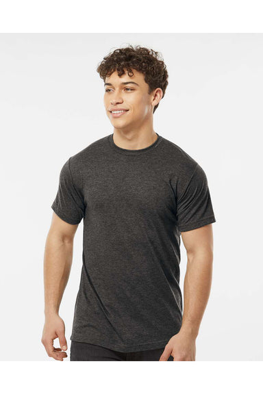 Tultex 241 Mens Poly-Rich Short Sleeve Crewneck T-Shirt Heather Graphite Grey Model Front