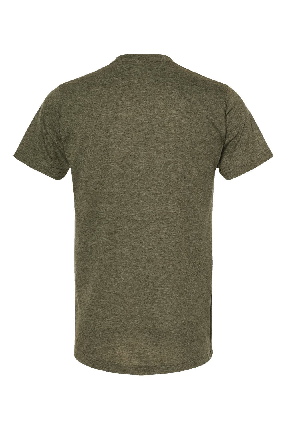 Tultex 241 Mens Poly-Rich Short Sleeve Crewneck T-Shirt Heather Military Green Flat Back