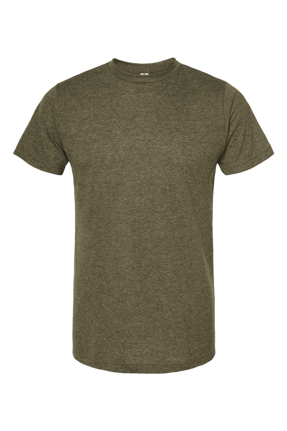 Tultex 241 Mens Poly-Rich Short Sleeve Crewneck T-Shirt Heather Military Green Flat Front