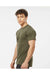 Tultex 241 Mens Poly-Rich Short Sleeve Crewneck T-Shirt Heather Military Green Model Side