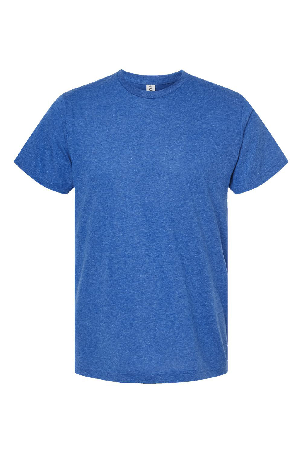 Tultex 241 Mens Poly-Rich Short Sleeve Crewneck T-Shirt Heather Royal Blue Flat Front