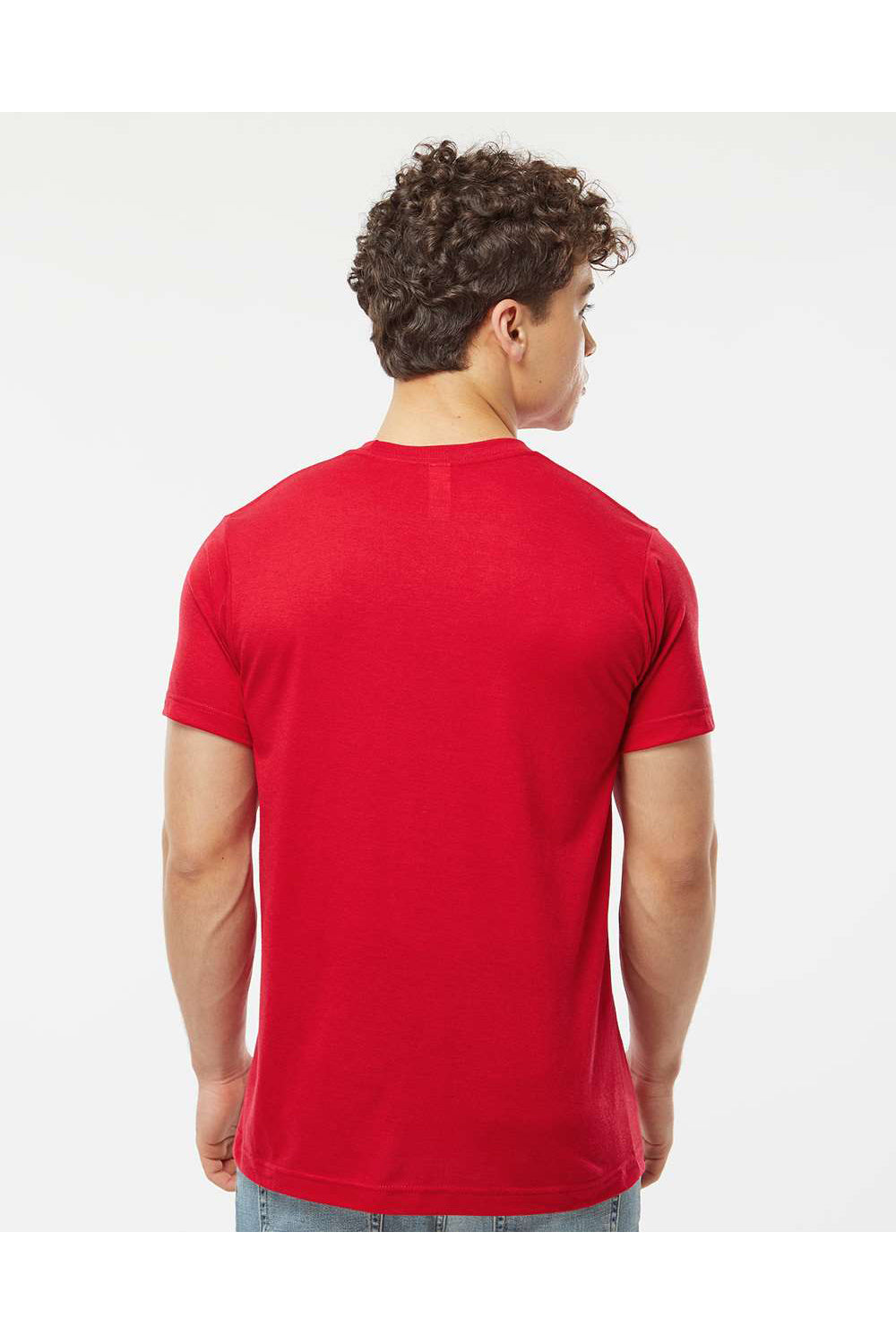 Tultex 241 Mens Poly-Rich Short Sleeve Crewneck T-Shirt Red Model Back