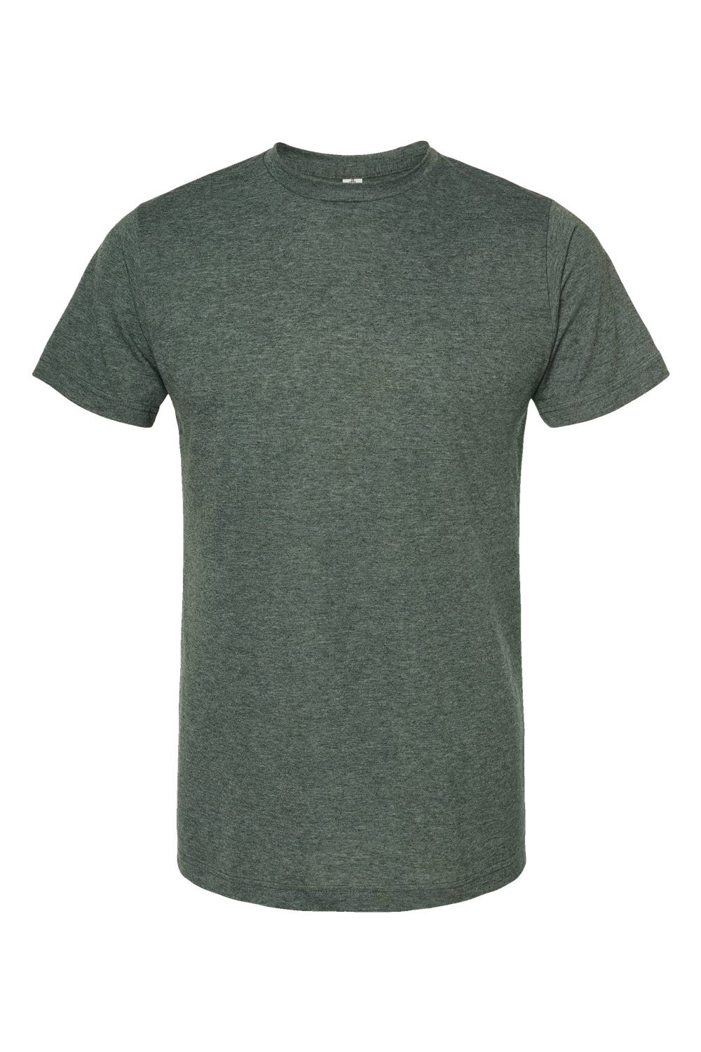 Tultex 241 Mens Poly-Rich Short Sleeve Crewneck T-Shirt Heather Hunter Green Flat Front