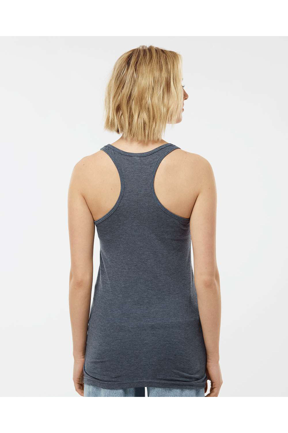 Tultex 190 Womens Poly-Rich Racerback Tank Top Heather Navy Blue Model Back