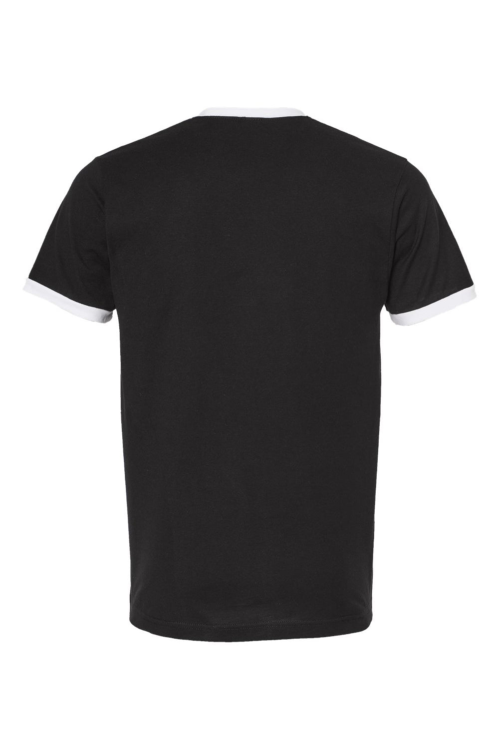 Tultex 246 Mens Fine Jersey Ringer Short Sleeve Crewneck T-Shirt Black/White Flat Back