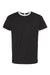 Tultex 246 Mens Fine Jersey Ringer Short Sleeve Crewneck T-Shirt Black/White Flat Front