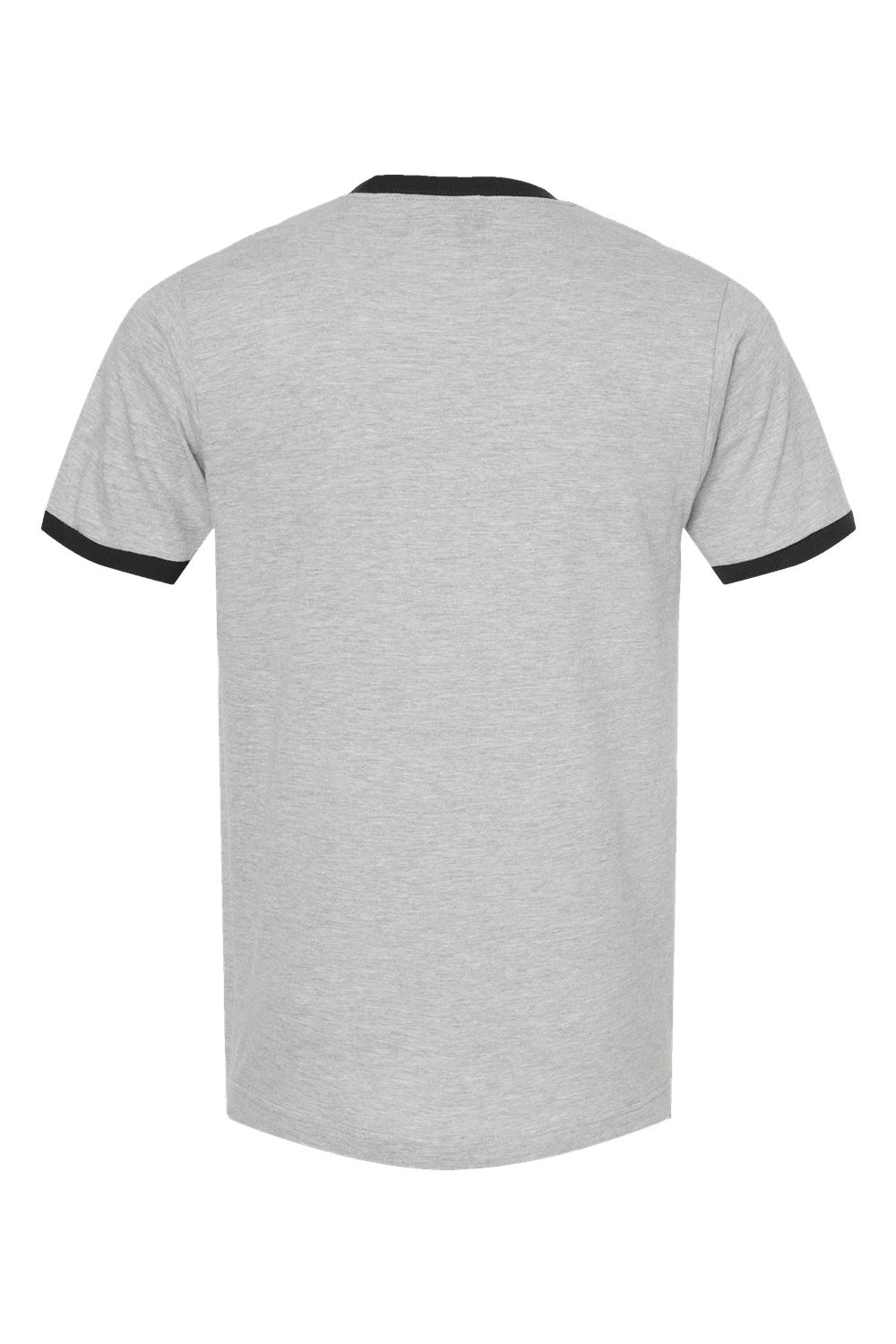 Tultex 246 Mens Fine Jersey Ringer Short Sleeve Crewneck T-Shirt Heather Grey/Black Flat Back