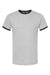 Tultex 246 Mens Fine Jersey Ringer Short Sleeve Crewneck T-Shirt Heather Grey/Black Flat Front