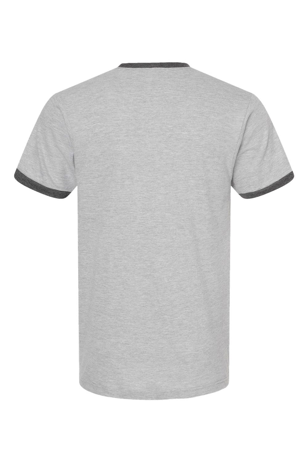 Tultex 246 Mens Fine Jersey Ringer Short Sleeve Crewneck T-Shirt Heather Grey/Heather Charcoal Grey Flat Back