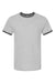 Tultex 246 Mens Fine Jersey Ringer Short Sleeve Crewneck T-Shirt Heather Grey/Heather Charcoal Grey Flat Front