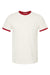 Tultex 246 Mens Fine Jersey Ringer Short Sleeve Crewneck T-Shirt Vintage White/Rio Red Flat Front