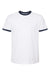 Tultex 246 Mens Fine Jersey Ringer Short Sleeve Crewneck T-Shirt White/Navy Blue Flat Front