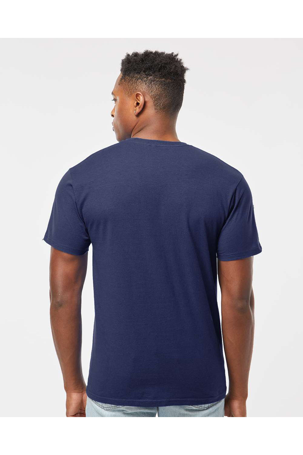 Tultex 290 Mens Jersey Short Sleeve Crewneck T-Shirt Inked India Blue Model Back