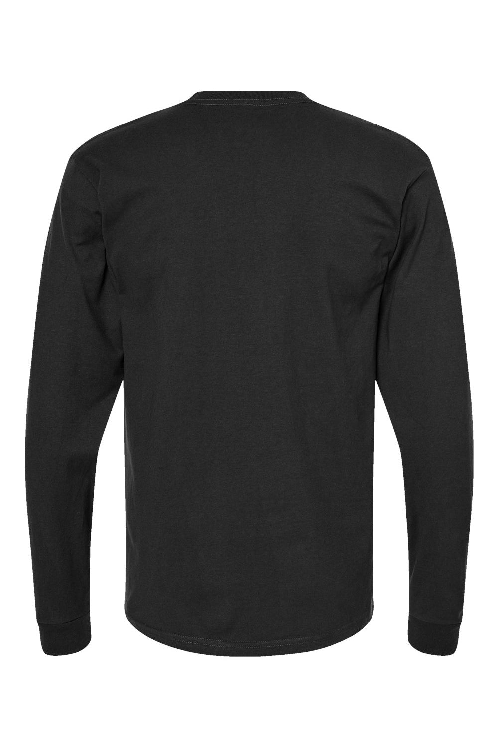 Tultex 291 Mens Jersey Long Sleeve Crewneck T-Shirt Black Flat Back