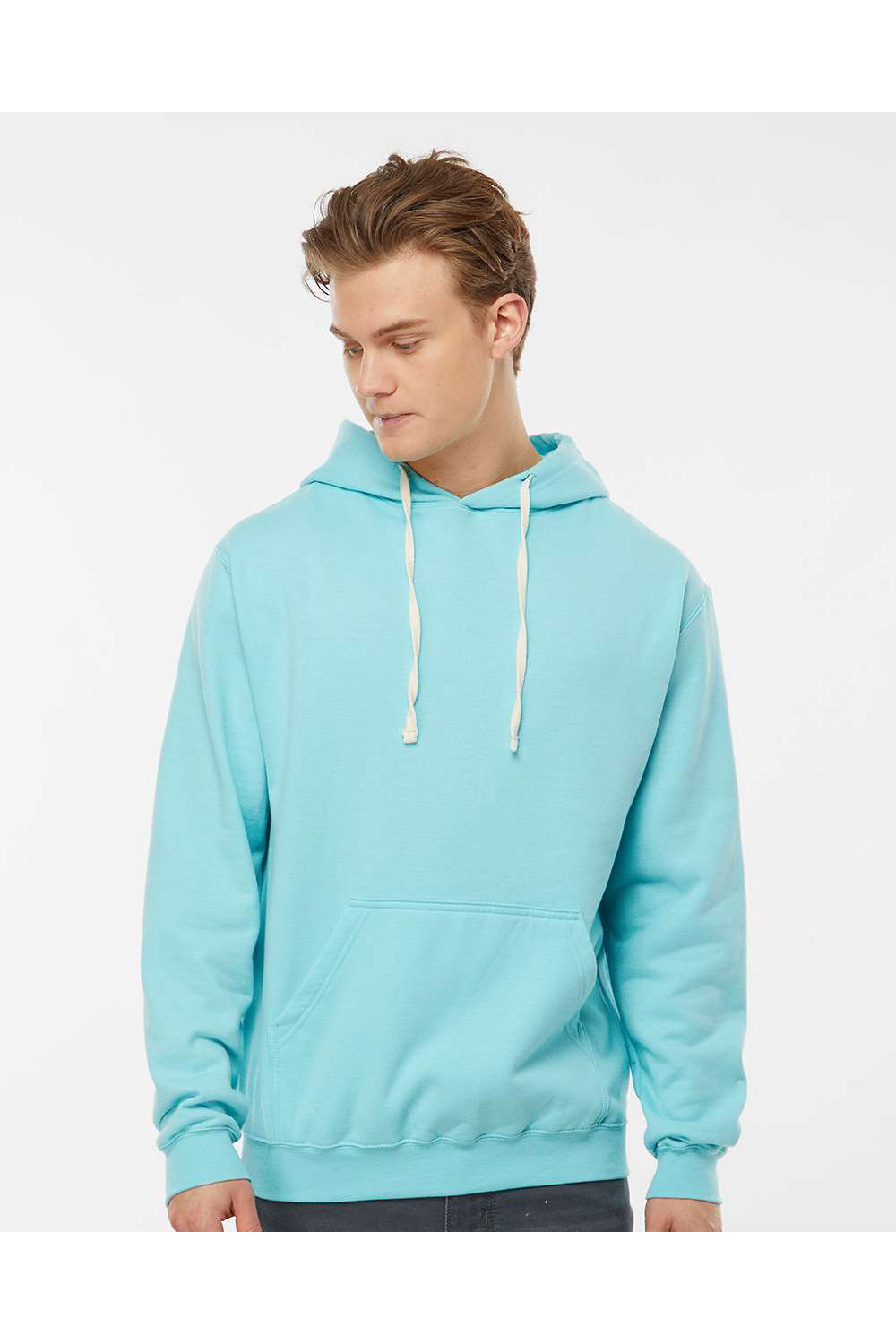 Tultex 320 Mens Fleece Hooded Sweatshirt Hoodie Purist Blue Model Front