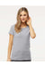 M&O 4810 Womens Gold Soft Touch Short Sleeve Crewneck T-Shirt Athletic Grey Model Front