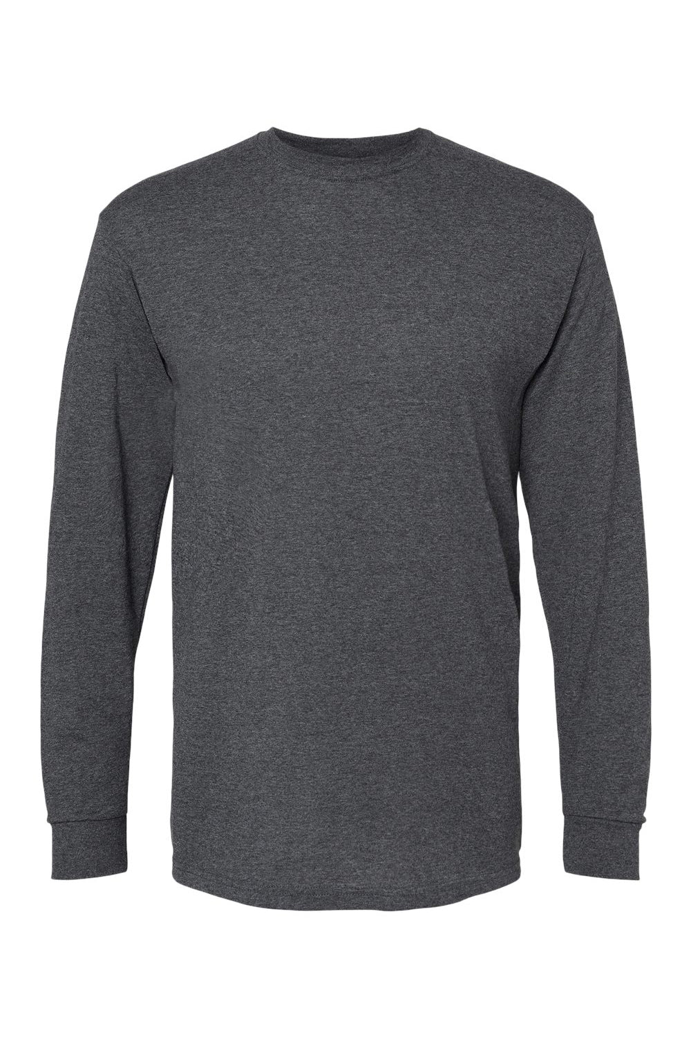 M&O 4820 Mens Gold Soft Touch Long Sleeve Crewneck T-Shirt Heather Dark Grey Flat Front