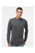 M&O 4820 Mens Gold Soft Touch Long Sleeve Crewneck T-Shirt Heather Dark Grey Model Front