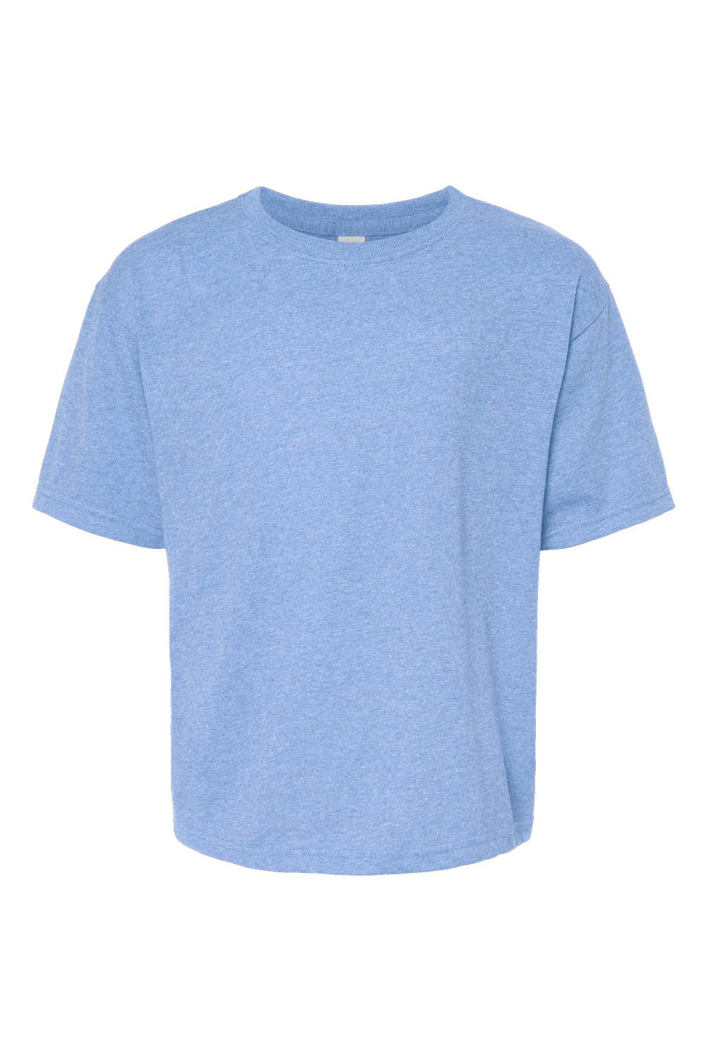 M&O 4850 Youth Gold Soft Touch Short Sleeve Crewneck T-Shirt Heather Light Blue Flat Front