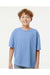 M&O 4850 Youth Gold Soft Touch Short Sleeve Crewneck T-Shirt Heather Light Blue Model Front