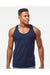 Tultex S105 Mens Fine Jersey Tank Top Navy Blue Model Front