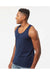 Tultex S105 Mens Fine Jersey Tank Top Navy Blue Model Side