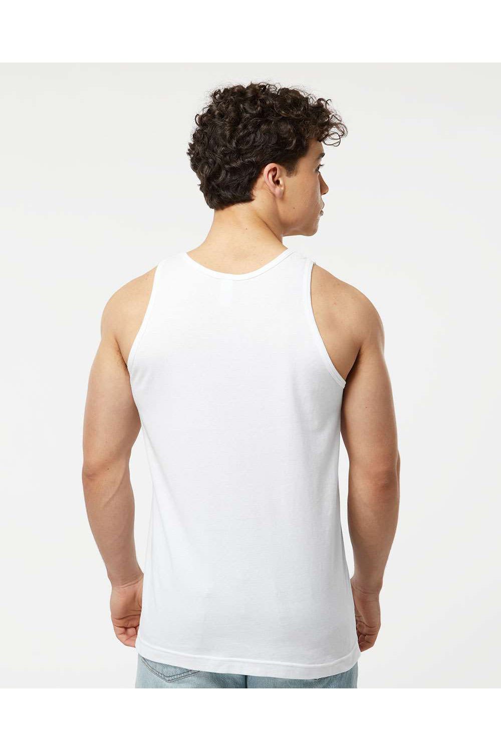 Tultex S105 Mens Fine Jersey Tank Top White Model Back