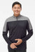 Adidas A552 Mens Moisture Wicking 1/4 Zip Sweatshirt Black/Grey Melange Model Front