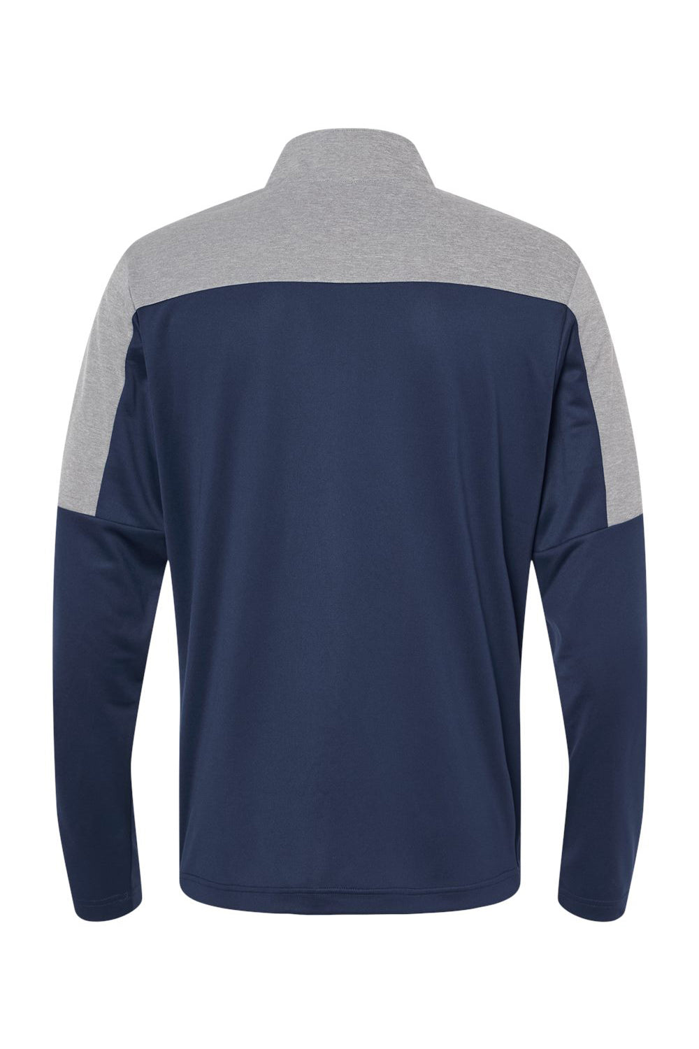 Adidas A552 Mens Moisture Wicking 1/4 Zip Sweatshirt Collegiate Navy Blue/Grey Melange Flat Back
