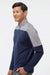 Adidas A552 Mens Moisture Wicking 1/4 Zip Sweatshirt Collegiate Navy Blue/Grey Melange Model Side