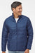 Adidas A570 Mens Full Zip Puffer Jacket Team Navy Blue Model Front