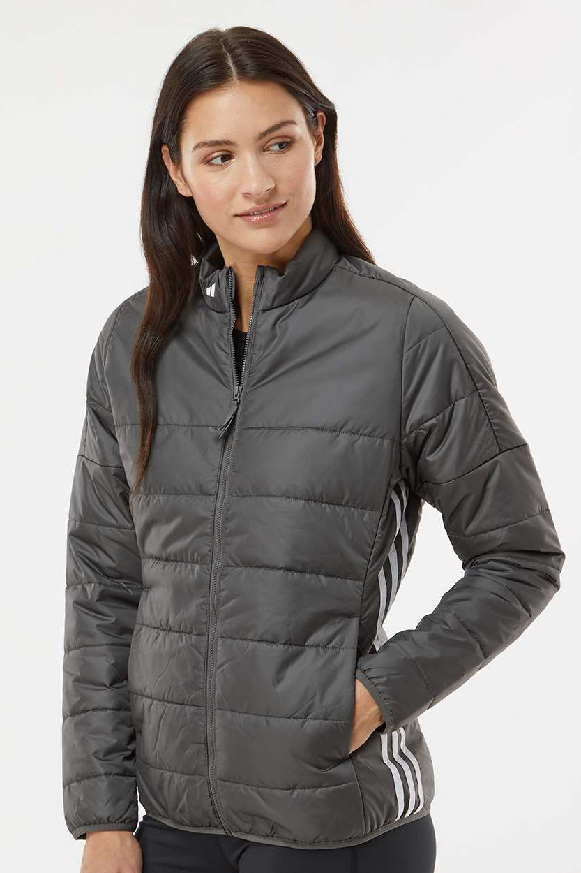 Adidas A571 Womens Full Zip Puffer Jacket Grey Model Side