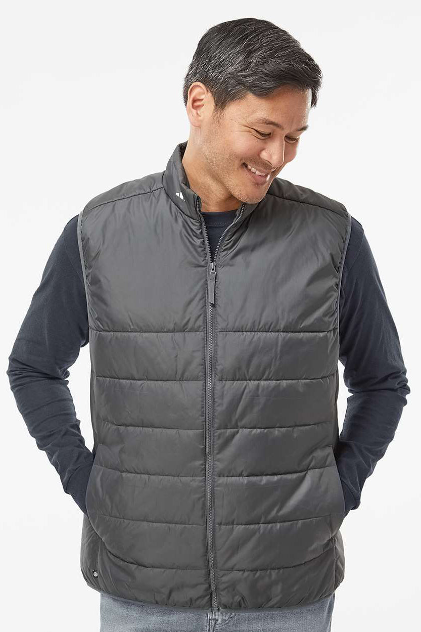 Adidas A572 Mens Full Zip Puffer Vest Grey Model Front