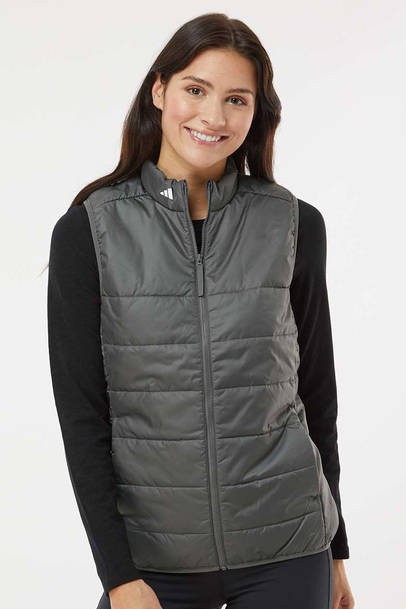 Adidas A573 Womens Full Zip Puffer Vest Grey Model Front