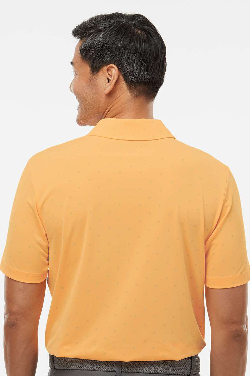 Adidas A574 Mens Pine Tree Moisture Wicking Short Sleeve Polo Shirt Acid Orange/Grey Model Back