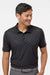 Adidas A574 Mens Pine Tree Moisture Wicking Short Sleeve Polo Shirt Black Model Front