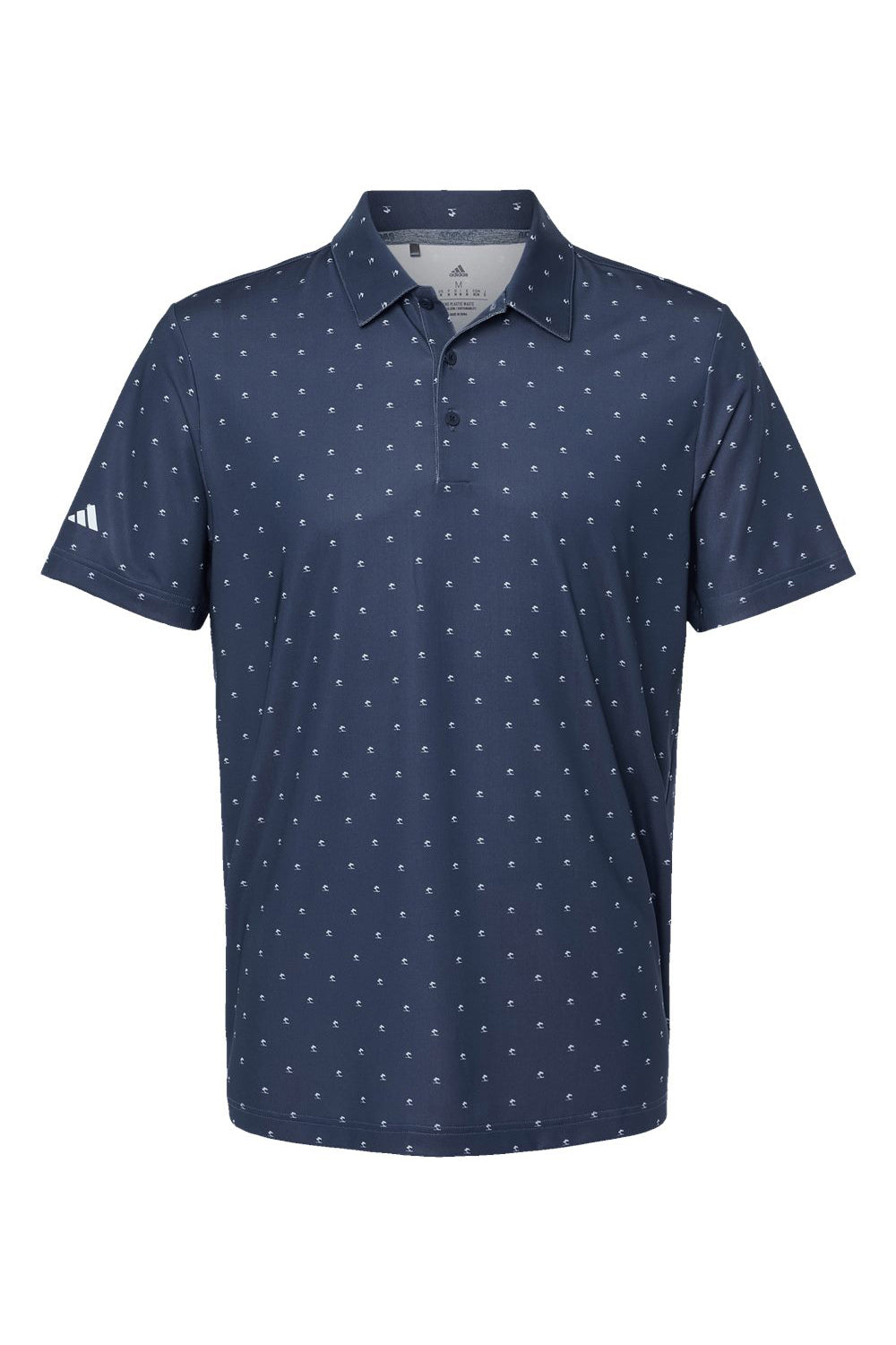 Adidas A574 Mens Pine Tree Moisture Wicking Short Sleeve Polo Shirt Collegiate Navy Blue/White Flat Front