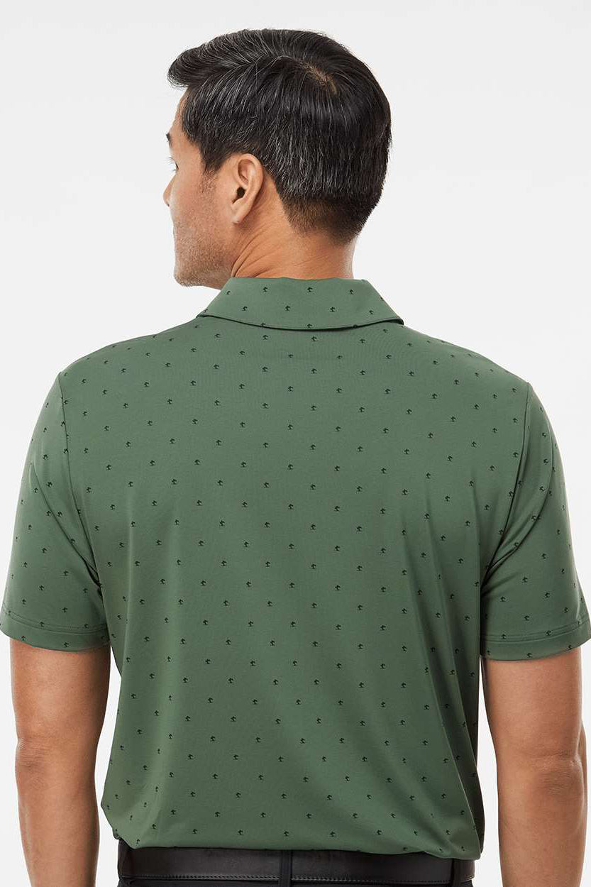 Adidas A574 Mens Pine Tree Moisture Wicking Short Sleeve Polo Shirt Green Oxide/Black Model Back