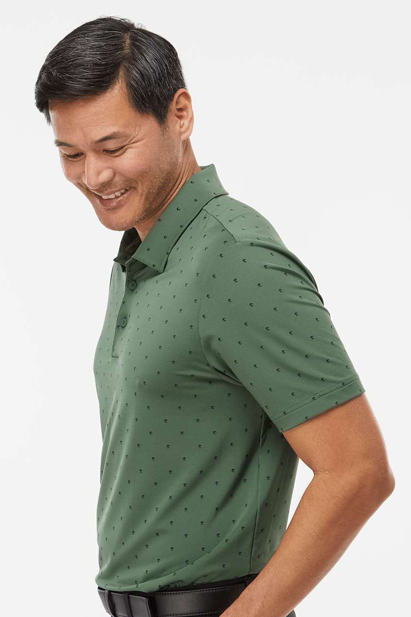 Adidas A574 Mens Pine Tree Moisture Wicking Short Sleeve Polo Shirt Green Oxide/Black Model Side