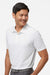 Adidas A574 Mens Pine Tree Moisture Wicking Short Sleeve Polo Shirt White/Grey Model Side