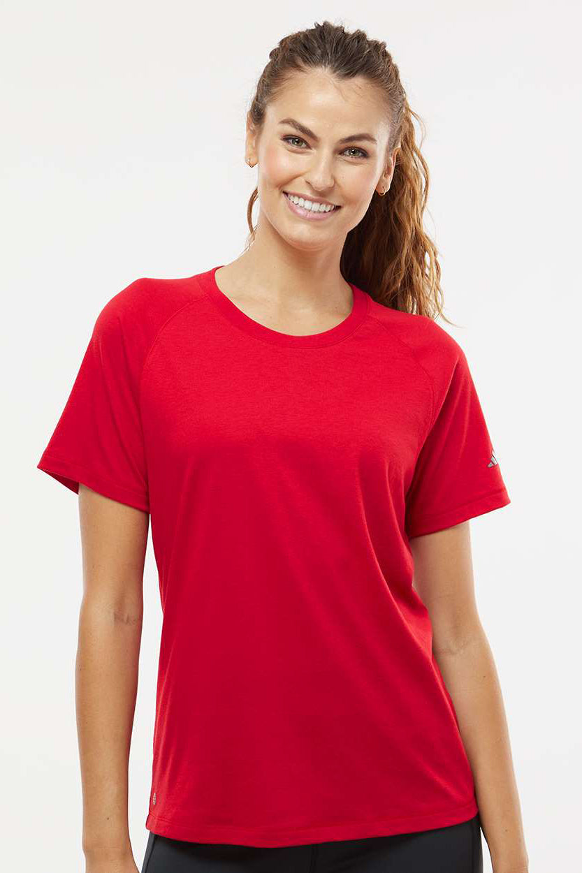 Adidas A557 Womens Short Sleeve Crewneck T-Shirt Power Red Model Front