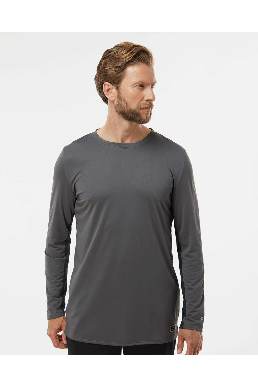 Oakley FOA402992 Mens Team Issue Hydrolix Long Sleeve Crewneck T-Shirt Forged Iron Grey Model Front