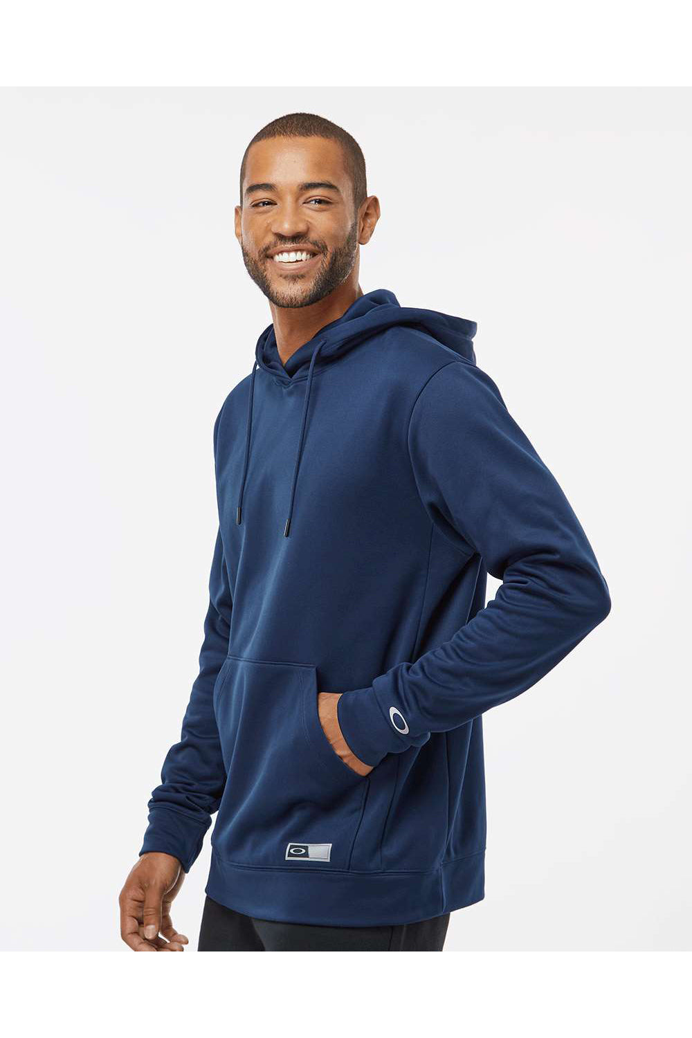 Oakley FOA402994 Mens Team Issue Hydrolix Hooded Sweatshirt Hoodie Team Navy Blue Model Side