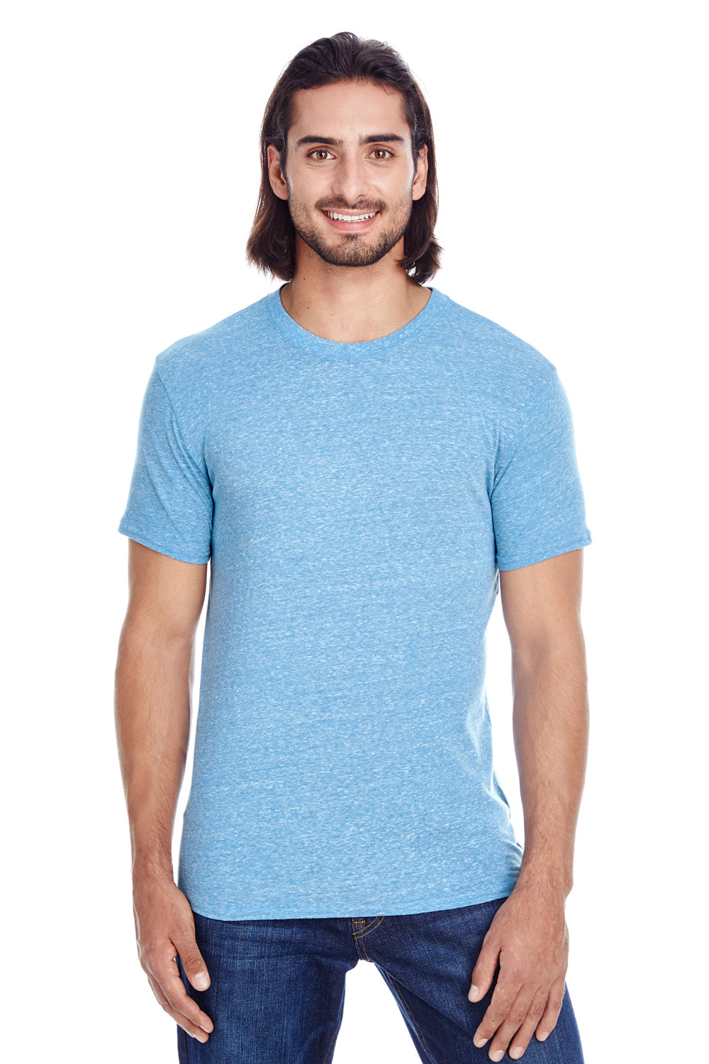 Threadfast Apparel 102A Mens Short Sleeve Crewneck T-Shirt Royal Blue Model Front