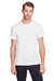 Threadfast Apparel 102A Mens Short Sleeve Crewneck T-Shirt Solid White Model Front