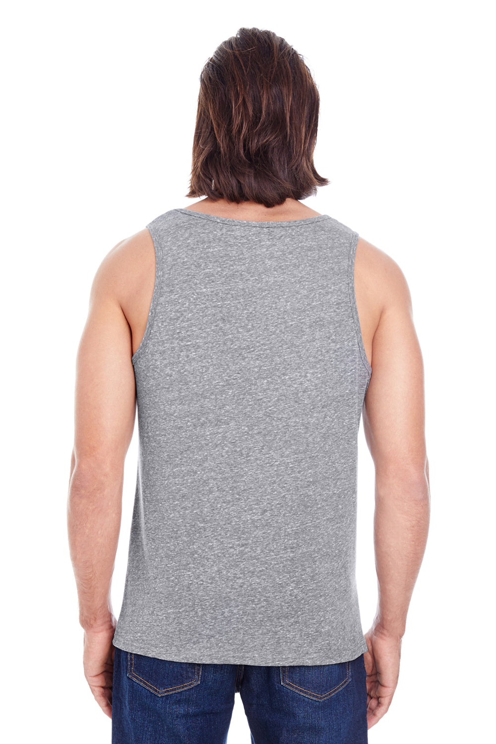 Threadfast Apparel 102C Mens Tank Top Grey Model Back