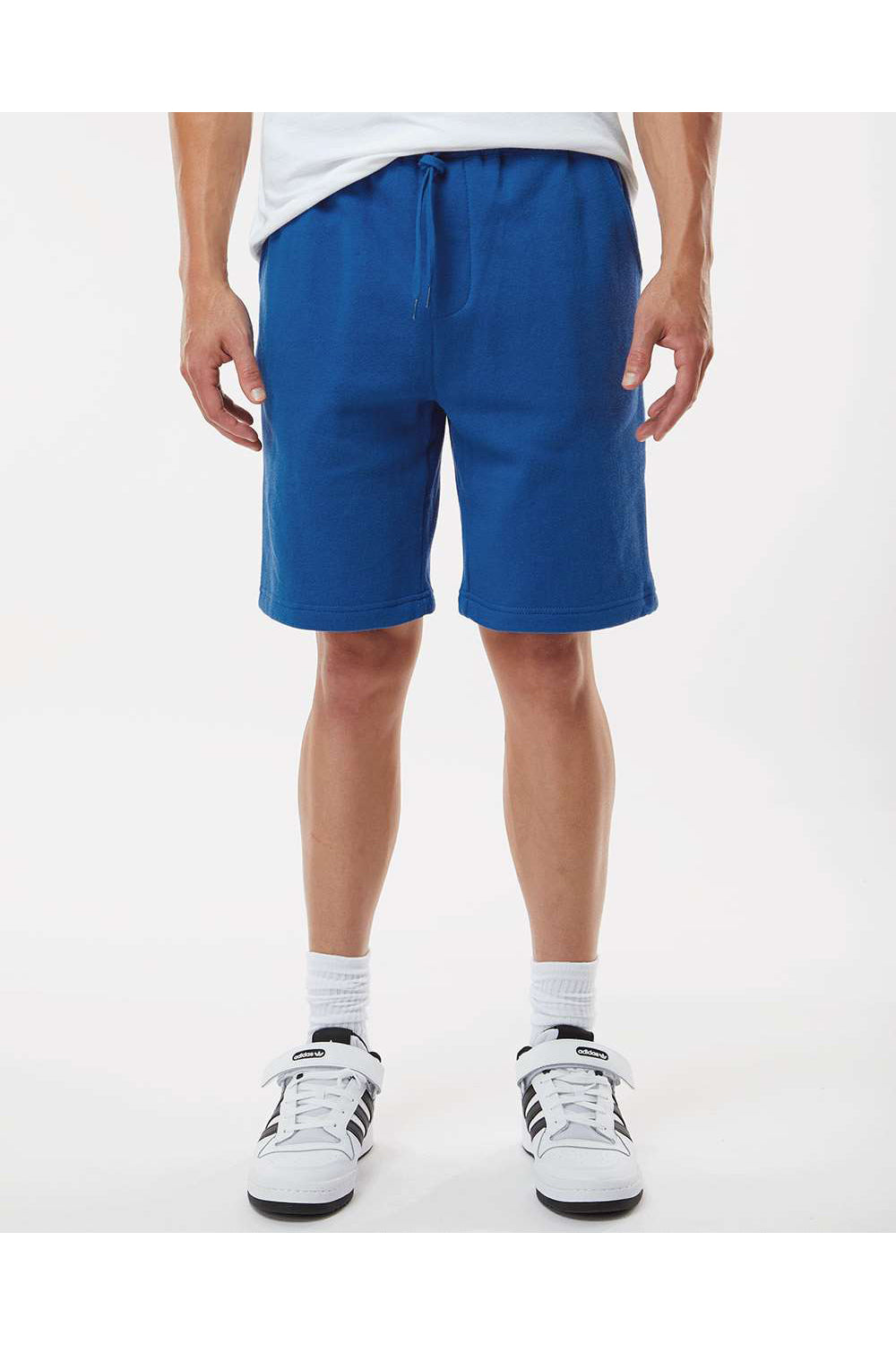 Independent Trading Co. IND20SRT Mens Fleece Shorts w/ Pockets Royal Blue Model Front