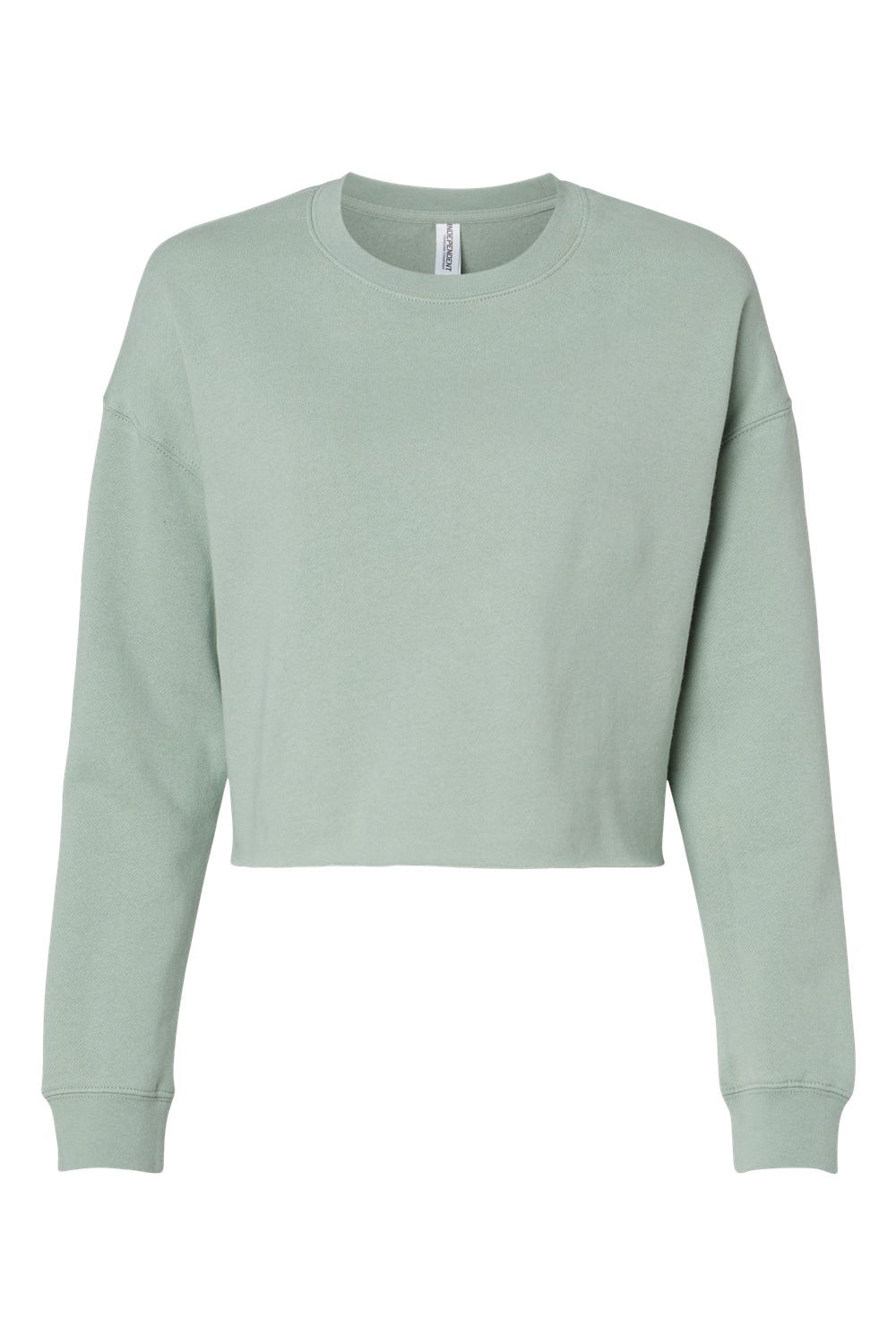 Independent Trading Co. AFX24CRP Womens Crop Crewneck Sweatshirt Sage Green Flat Front