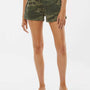 Independent Trading Co. Womens California Wave Wash Fleece Shorts w/ Pockets - Heather Forest Green Camo